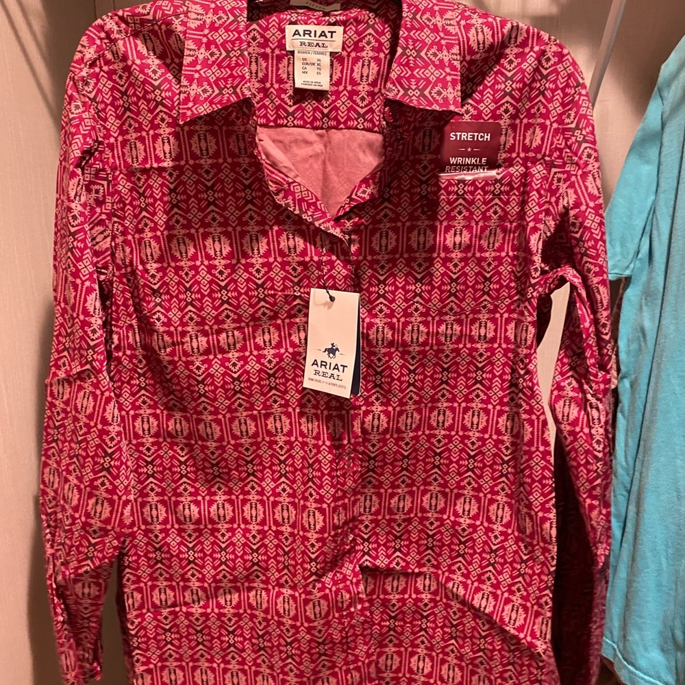 Ariat Red Patterned Long Sleeve Shirt